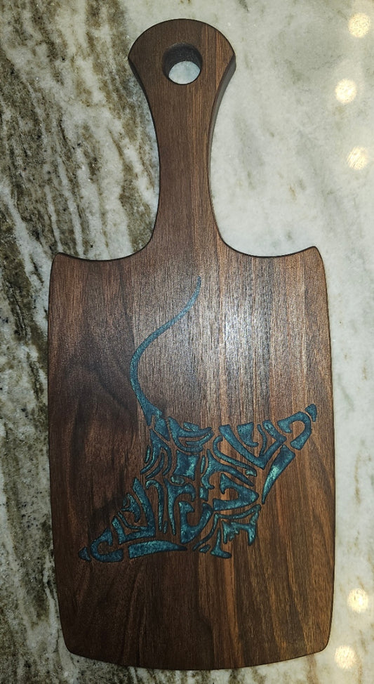 Small Walnut and Manta Ray Epoxy Inlay Cutting Board