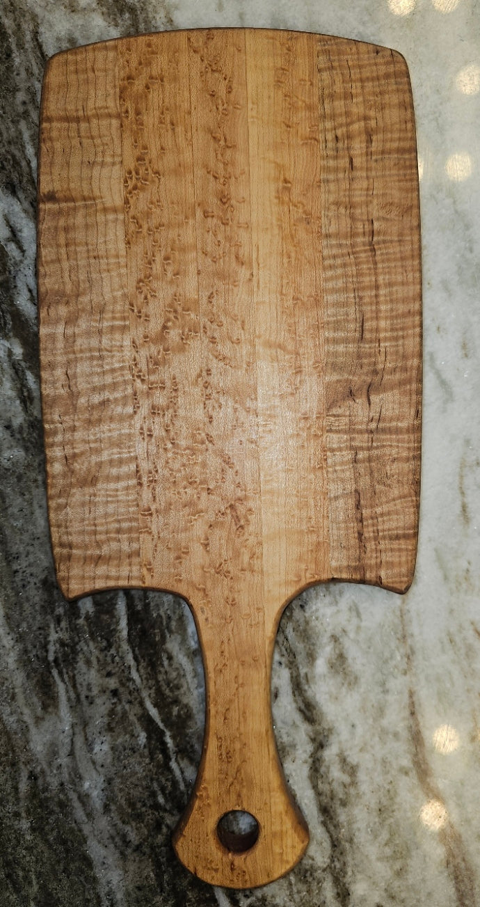 Small Curly and Birds Eye Maple Hibiscus Epoxy Inlay Cutting Board