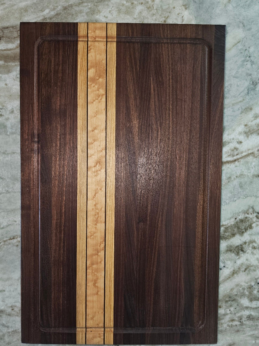 Large Walnut and Birds Eye Maple Cutting Board