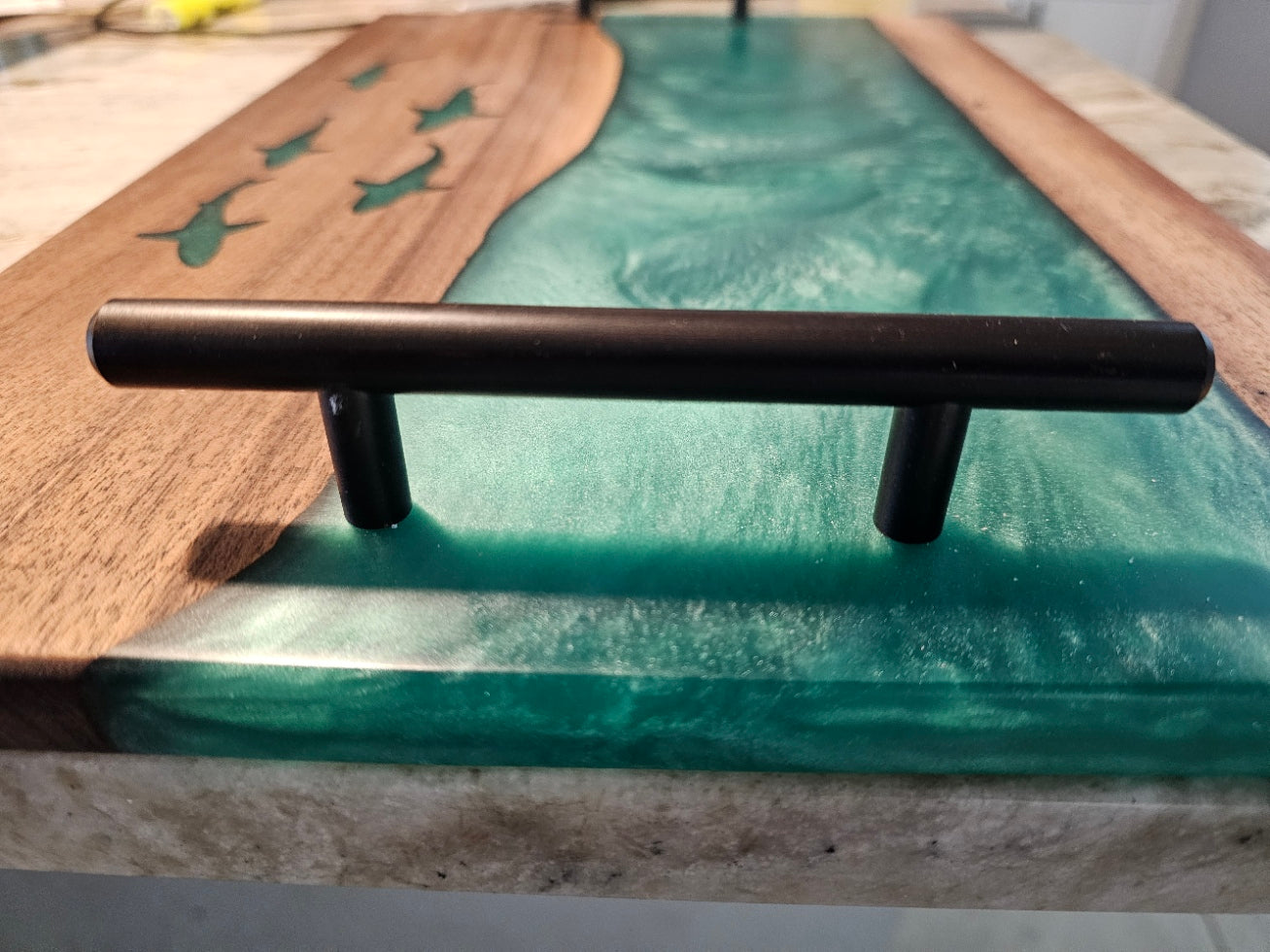 Walnut with Epoxy River Charcuterie serving tray