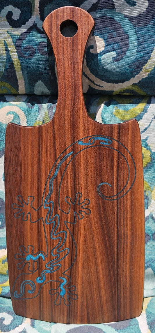 Small Walnut and Lizard Epoxy Inlay Cutting Board